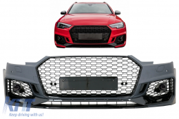 Frontstoßstange für Audi A4 B9 8W Limousine Avant 2016-2018 Quattro RS4 Look Gitter-image-6073661