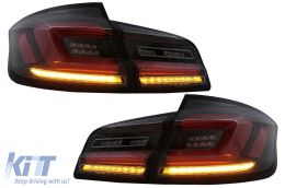 Full LED Bar Taillights suitable for BMW 5 Series F10 (2011-2017) Black Line Dynamic Sequential Turning Signal-image-6096155