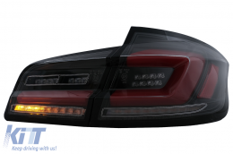 Full LED Bar Taillights suitable for BMW 5 Series F10 (2011-2017) Black Line Dynamic Sequential Turning Signal-image-6096156