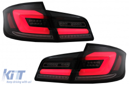 Full LED Bar Taillights suitable for BMW 5 Series F10 (2011-2017) Black Line Dynamic Sequential Turning Signal-image-6096164