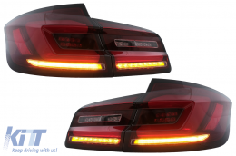 Full LED Bar Taillights suitable for BMW 5 Series F10 (2011-2017) Red Smoke Dynamic Sequential Turning Signal-image-6096173