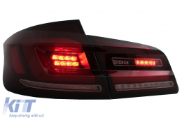 Full LED Bar Taillights suitable for BMW 5 Series F10 (2011-2017) Red Smoke Dynamic Sequential Turning Signal-image-6096176