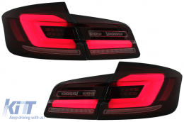 Full LED Bar Taillights suitable for BMW 5 Series F10 (2011-2017) Red Smoke Dynamic Sequential Turning Signal-image-6096183