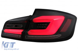 Full LED Bar Задни светлини , подходящи за BMW 5 Series F10 (2011-2017) Черен Line Динамичен Sequential Turning Signal-image-6096165