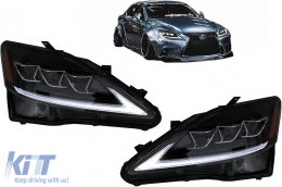 FULL LED DRL Headlights Dynamic Turn Light Signal suitable for LEXUS IS XE20 (2006-2013) Black Edition-image-6106849