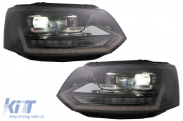 Full LED DRL Headlights suitable for VW Transporter Caravelle Multivan T5 Facelift (2010-2015) with Dynamic Sequential Turning Light-image-6089360