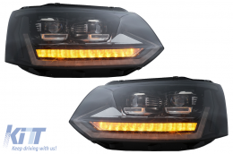 Full LED DRL Headlights suitable for VW Transporter Caravelle Multivan T5 Facelift (2010-2015) with Dynamic Sequential Turning Light-image-6089366