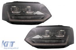 Full LED DRL Headlights suitable for VW Transporter Caravelle Multivan T5 Facelift (2010-2015) with Dynamic Sequential Turning Light-image-6089370