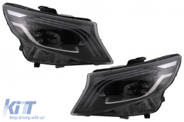 Full LED Headlights suitable for Mercedes V-Class W447 (2016-2020) Black-image-6096318