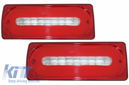 Full LED Taillights Light Bar RED Dynamic Sequential Turning Lights with Fog Lamp and Roof Spoiler suitable for Mercedes G-class W463 (1989-2015)-image-6047560