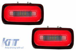 Full LED Taillights Light Bar with Fog Lamp and Turning Lights suitable for Mercedes G-class W463 (1989-2015) RED Dynamic Sequential Turning Lights-image-6047447