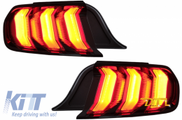 Full LED Taillights suitable for Ford Mustang VI S550 (2015-2019) Red with Dynamic Sequential Turning Lights-image-6059824