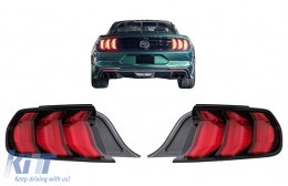 Full LED Taillights suitable for Ford Mustang VI S550 (2015-2019) Red with Dynamic Sequential Turning Lights-image-6074187