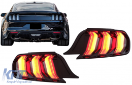 Full LED Taillights suitable for Ford Mustang VI S550 (2015-2019) Smoke with Dynamic Sequential Turning Lights-image-6088939