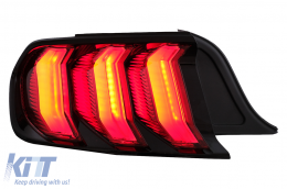 Full LED Taillights suitable for Ford Mustang VI S550 (2015-2019) Red with Dynamic Sequential Turning Lights-image-6107299