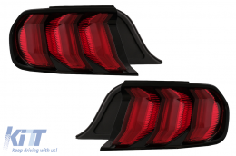 Full LED Taillights suitable for Ford Mustang VI S550 (2015-2019) Red with Dynamic Sequential Turning Lights-image-6107302