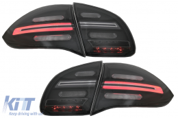 FULL LED taillights suitable for Porsche Cayenne 958 E2 92A Prefacelift (2010-2014) Black Smoke with Dynamic Indicators-image-6064697