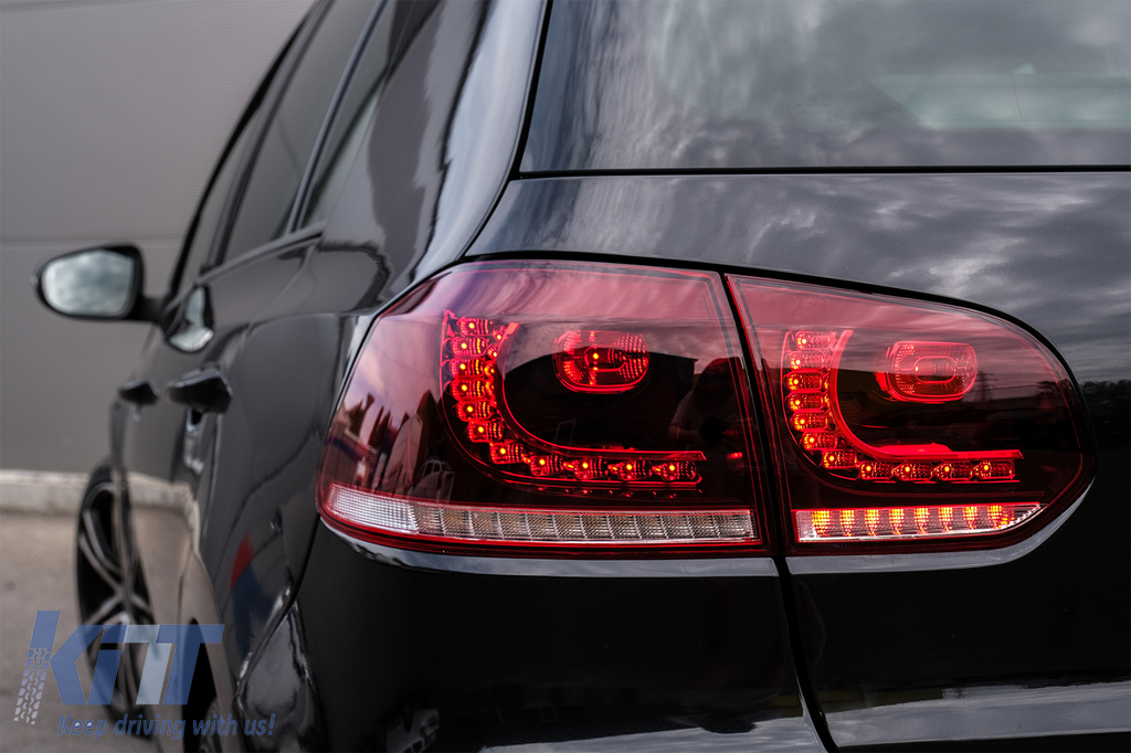 FULL LED Taillights suitable for VW Golf 6 VI (2008-2013) R20 Design  Dynamic Sequential Turning Light Cherry Red (LHD and RHD) 