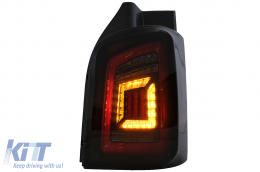 Full LED Taillights suitable for VW Transporter V T5 (2003-2009) Black Smoke Dynamic Sequential Turining Lights-image-6099566