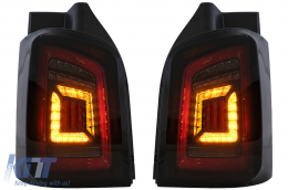 Full LED Taillights suitable for VW Transporter V T5 (2003-2009) Black Smoke Dynamic Sequential Turining Lights-image-6099567