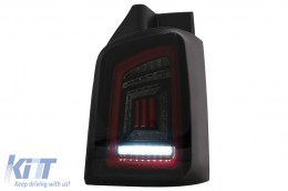 Full LED Taillights suitable for VW Transporter V T5 (2003-2009) Black Smoke Dynamic Sequential Turining Lights-image-6099575