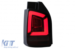 Full LED Taillights suitable for VW Transporter V T5 Facelift (2010-2015) with Dynamic Turn Signal Red Smoke-image-6100023