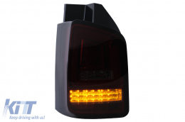 Full LED Taillights suitable for VW Transporter V T5 Facelift (2010-2015) with Dynamic Turn Signal Red Smoke-image-6100025