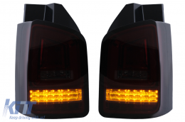 Full LED Taillights suitable for VW Transporter V T5 Facelift (2010-2015) with Dynamic Turn Signal Red Smoke-image-6100026