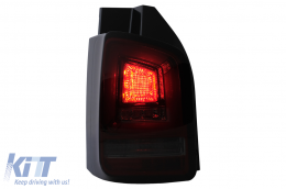 Full LED Taillights suitable for VW Transporter V T5 Facelift (2010-2015) with Dynamic Turn Signal Red Smoke-image-6100028