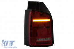 Full LED Taillights suitable for VW Transporter T6 (2015-2020) Dynamic Sequential Turning Light Red Clear-image-6100410