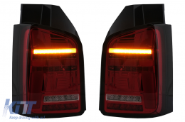 Full LED Taillights suitable for VW Transporter T6 (2015-2020) Dynamic Sequential Turning Light Red Clear-image-6100411