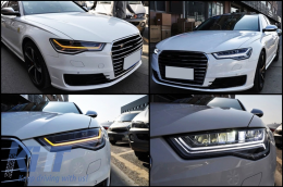 Full LED Фарове подходящи за Audi A6 4G C7 (2011-2018) Facelift Matrix Дизайн Sequential Динамичен Въртящи се светлини-image-6052284