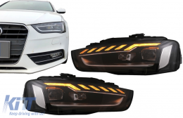 Full LED Фарове подходящи за AUDI A4 B8.5 Facelift (2012-2015) Динамичен Sequential Turning Light Черен A4 B9.5 Дизайн-image-6088392