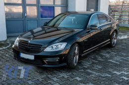 Griglia anteriore per Mercedes Classe S W221 Facelift 2010-2013 S65 Look Nero lucido-image-6091119