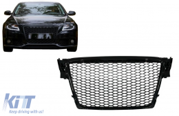 Griglia anteriore senza emblema per AUDI A4 B8 2007-2012 RS Look Nero lucido-image-6074846