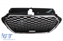 Griglia Calandra per Audi A3 8V Facelift 2017-2019 RS3 Design Nero Crom senza stemma-image-6101891