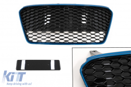 Griglia Calandra per Audi R8 42 1 generazione Facelift 13-15 RS Look Nero Lucido Blu-image-6096251