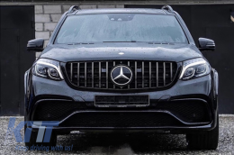 Griglia Centrale per Mercedes GLS X166 Facelift 2016-2018 Look GTR Nero Cromo-image-6057670