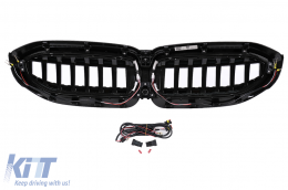 Griglie renali a LED per BMW Serie 3 G20 Berlina G21 Touring 2019-2022 Nero lucido-image-6106894