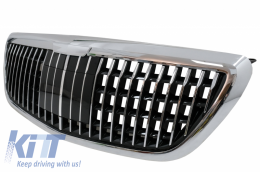 Grille Avant Calandre pour Mercedes S W222 X222 2014+ Vertical Look Chrome-image-6057438