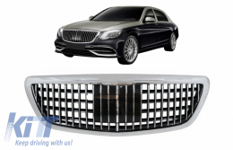 Grille Avant Calandre pour Mercedes S W222 X222 2014+ Vertical Look Chrome-image-6057993