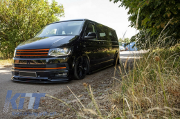 Grille Avant sans Emblème pour VW T6 Bus / Transporter 2015-2019 Noir avec Rouge-image-6054451