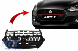 Grille Calandre Avant pour Suzuki Swift ZC33S 2017+ Noire avec Rouge Sport Look-image-6050291