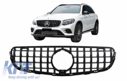 Grille centrale avant adaptable sur MERCEDES GLC X253 C253 (2015-2018) AMG GT R Panamericana Design Tout Noir--image-6041471