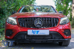 Grille centrale avant adaptable sur MERCEDES GLC X253 C253 (2015-2018) AMG GT R Panamericana Design Tout Noir--image-6069076