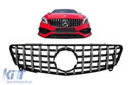 Grille centrale pour MERCEDES A W176 Facelift 09.15-18 A45 GT-R Look Noir Chrome-image-6083086