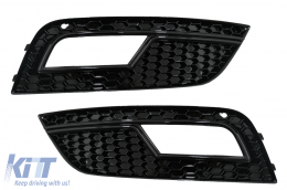 Grille pour AUDI A4 B8 Facelift 12-15 RS Look Noir PDC Feu brouillard Housses-image-6062570