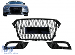 Grille pour AUDI A4 B8 Facelift 12-15 RS Look Noir PDC Feu brouillard Housses-image-6087219