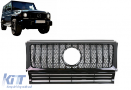 Grille pour MERCEDES G W463 1990-2014 G63 GT-R Panamericana Look Noir brillant-image-6086806