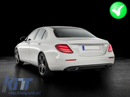 Hátsó Diffúzor fekete kipufogókkal Mercedes E osztály W213 S213 alap (2016-2020) modellekhez, E63 dizájn -image-6094919